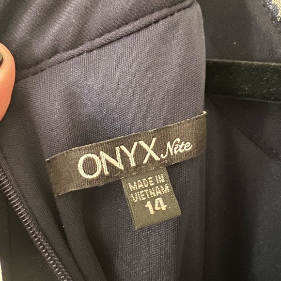 Onyx Nite size 14 Navy Halter Neck Maxi Evening Dress - Picture 8 of 8